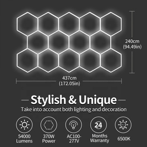 Luminaires suspendus <span class=keywords><strong>LED</strong></span> hexagonaux en nid d'abeille pour entrepôts, garages et laveries automobiles - Product Image 6