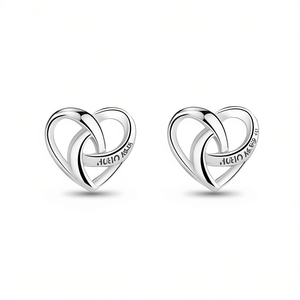Orecchini a Perno con Cuore Intrecciato e Trifoglio per Donne, Accessori di Moda Minimalisti per Uso Quotidiano - Product Image 1