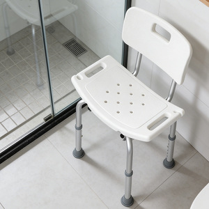 Chaise de bain avec dossier en alliage d'aluminium, siège de douche blanc antidérapant pour personnes âgées, équipement de sécurité pour salle de bain - Product Image 1