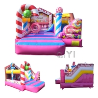 Château gonflable commercial sur le thème des bonbons avec toboggan, château gonflable pour enfants