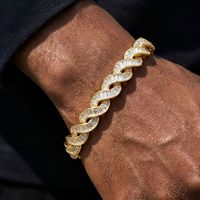 Bracelet spirale ADN vintage Hip Hop 10 mm, en cuivre et zircon, style Iced Out, bijoux bling-bling, vente en gros pour anniversaire
