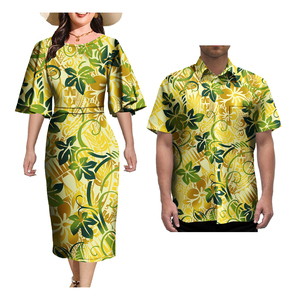 Ropa de pareja Polinesia para él y su arte, colores personalizados hawaianos, estampado Tribal, ropa de pareja de talla grande para mujer, conjunto de 2 uds. - Product Image 2