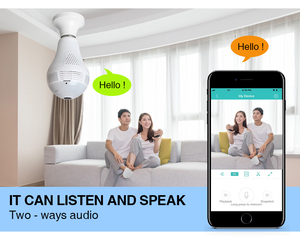 مصباح LED ذكي مع كاميرا واي فاي بزاوية رؤية 360 درجة ودقة 960 بكسل للمنازل الذكية - Product Image 3