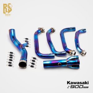 Pot d'échappement moto RS Original FORSOUND/Sound pour <span class=keywords><strong>Kawasaki</strong></span> <span class=keywords><strong>Z900RS</strong></span>, bleu brûlé, 60 mm, <span class=keywords><strong>nouvelle</strong></span> section avant intermédiaire modifiée en titane - Product Image 5