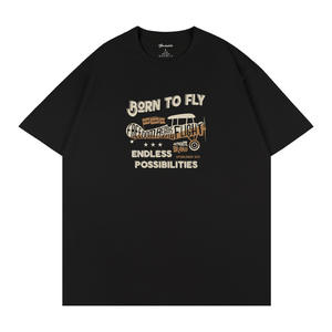 BORN TO FLY T-shirt en coton imprimé unisexe à manches régulières en jersey respirant haut d'été Q51 - Product Image 5
