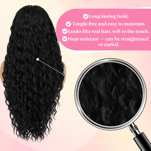 Perruque synthétique transparente 13x6 en dentelle frontale sans colle, effet Super Wave, résistante à la chaleur, en fibre Kanekalon Futura, pour femmes, vente en gros - Product Image 3