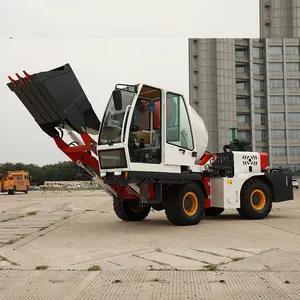 Portable diesel self loading concrete cement mixer with lifting bucket hopper for sale