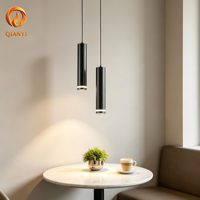 Petit luminaire suspendu en aluminium, boîtier de lampe GU10, tube droit à tête unique, cordon tressé doré créatif, luminaire de salle à manger