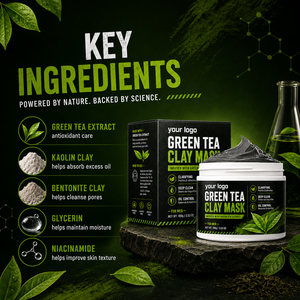 Mascarilla de Arcilla Clarificante, Elimina Puntos Negros, Equilibra la Grasa, Refina la Textura Áspera, Para Todo Tipo de Piel, Hombres, Mascarilla Refrescante de Arcilla de Té Verde - Product Image 4