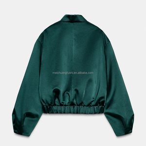 Chaqueta Bomber de Satén Personalizada para Mujer, Chaquetas de Vuelo Ligeras de Seda, Chaquetas de Béisbol para Damas - Product Image 4