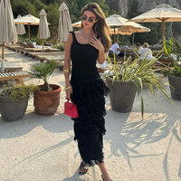 Tricoté gland conception été robe de soirée mode Sexy dos nu femmes fête réservoir longue robe