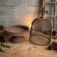 Juego de Campanas Decorativas de Metal Envejecido con Malla, Campana Decorativa con 2 Velas LED Parpadeantes, Adorno Decorativo para Mesa de Estilo Rústico