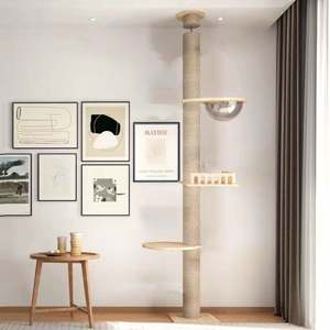 <span class=keywords><strong>Arbre</strong></span> à <span class=keywords><strong>chat</strong></span> de luxe en bois massif, grand et robuste, <span class=keywords><strong>avec</strong></span> enclos pour litière et lit, du sol au plafond, pour chats de grande taille - Product Image 4