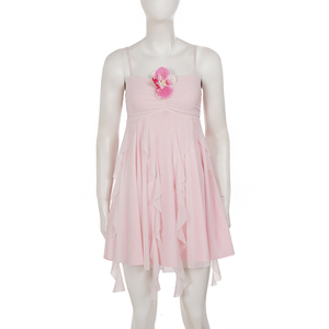 Vestido Camisero Asimétrico con Volantes y Flores 3D para Vacaciones en la Isla, Color Rosa, Estilo Holgado y Fluido, Mini Vestido de Malla - Product Image 6