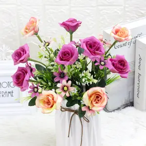 Neue Produkt liste Rosen blumen sträuße künstliche Pflanze Großhandel künstliche Blumen für die Dekoration
