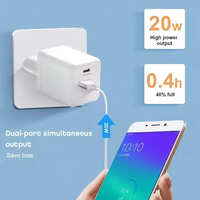 Cargador Rápido PD de 20w A+C, Adaptador de Enchufe para EE. UU., UE y Reino Unido, Mini Cargador Tipo C para Teléfono 11 12 13 14 15 Pro Max