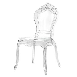 Royal Kursi Makan pernikahan transparan, kursi makan malam Resin plastik polikarbonat bening kristal mewah akrilik putri Bella Barok - Product Image 3