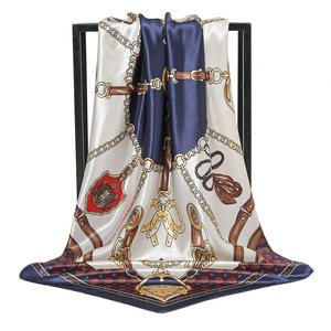 Nouveau foulard en soie imprimé européen américain 90 carré transfrontalier à la mode turban polyvalent pour les femmes printemps sergé Style - Product Image 1