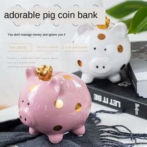 Enfant à Chérir Cochon En Céramique Tirelire Tirelire Tirelire Princesse Et Le <span class=keywords><strong>Prince</strong></span> Avec <span class=keywords><strong>Couronne</strong></span> Cadeaux de Saint Valentin - Product Image 3