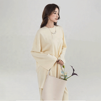 Lignes 2025 Jaune Clair En Gros Usine Modal Air-couche Tissu Musulman Femmes Robe Grande Taille Deux Ensembles De Tops D'été