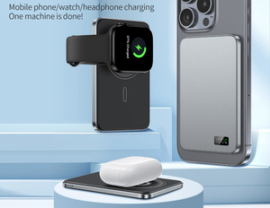 Sạc dự phòng mini siêu nhỏ gọn 10000mAh, in logo tùy chỉnh, màn hình LED, sạc không dây nhanh, tích hợp nam châm - Product Image 3