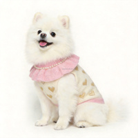 Pull en coton tricoté élégant et luxueux pour animaux de compagnie, motif cœur, couleur unie, col à volants, chaud, pour le printemps et Halloween