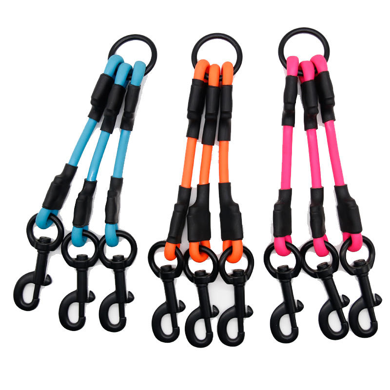 Blue dog leads with 3 dogs triple