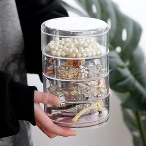 Caja de Almacenamiento Transparente a Prueba de Polvo y Agua, de Gran Capacidad, Giratoria, para Joyas, Horquillas, Cosméticos - Product Image 1