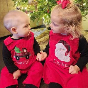 Barboteuse rouge personnalisée en velours côtelé pour bébé garçon, vêtements longs en coton uni pour <span class=keywords><strong>petite</strong></span> fille, combinaison avec nœud latéral pour bébé, 2025 - Product Image 3