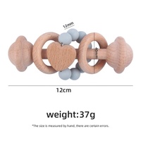 Nouveaux arrivages Jouets de dentition pour bébé sans BPA Anneau en bois de hêtre biologique Hochet pour bébé Jouet de dentition à saisir Perles en silicone Jouets à mâcher