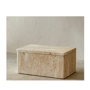 Marble travertine box tray jewelry display cake stand home storage box natural stone organizer holder cosmetic gift