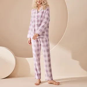 Tùy Chỉnh Phụ Nữ Rắn Cắt, Quần Đà Điểu Lông Pyjama Satin Nút Phía Trước Áo Và Mờ Thiết Kế Sang Trọng Pyjama/