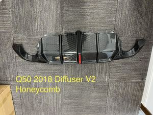 Mrd Q50 Khuếch Tán V2 Cho Infiniti Q50 2018 + Bất Carbon Sợi Phía Sau Bumper Phía Sau Khuếch Tán Phía Sau Môi - Product Image 3