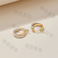 Boucles d'oreilles double cerceau torsadées bicolores LOZRUNVE en argent sterling 925 plaqué or 18 carats et or 14 carats