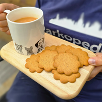 Plateau de service en bois personnalisé avec gravure de logo pour café, gâteaux, thé et biscuits