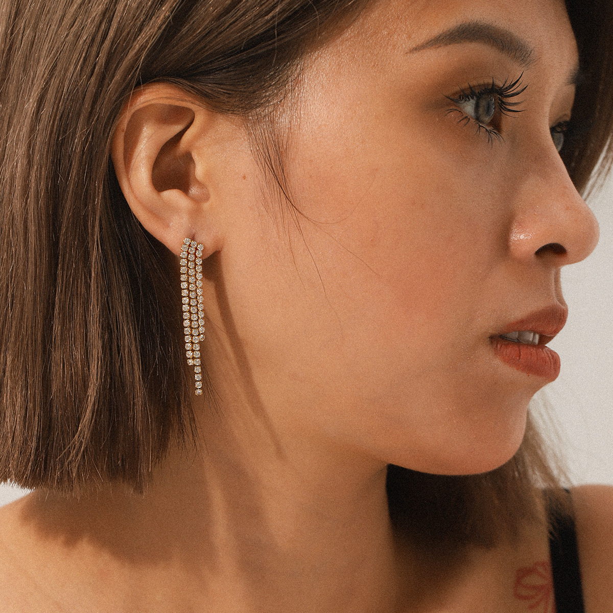 stainless steel gold plated dangle earrings