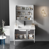 Lavabo contemporain Vanités de salle de bain Vanité de salle de bain flottante Armoire de salle de bain murale en acier inoxydable avec lavabo