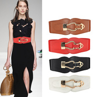SAIJE – ceinture élastique en tissu pour femme, 6cm de large, avec boucle en métal, à la mode, pour l'hiver et l'été