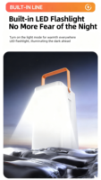 Batterie solaire de camping 50000mAh PD22.5W à charge rapide, batterie portable haute capacité avec câbles intégrés pour iPhone et lumière LED