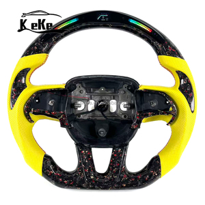 Volante in Carbonio Forgiato Multicolore LED con Pelle Traforata Gialla per <span class=keywords><strong>Dodge</strong></span> <span class=keywords><strong>Charger</strong></span> Challenger Durango SRT 2015-2025 - Product Image 1