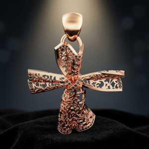 Pendentif Croix en Filigrane Or 18K de Luxe avec Diamant Noir, Collier Chrétien Religieux Personnalisé, Bijoux en Diamant de Laboratoire pour Femme IGI - Product Image 1