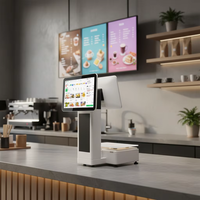 Balance de pesée double écran WIFI 15,6 pouces pour légumes et fruits, balance de caisse AI 15/30 kg avec écran tactile, système PC de point de vente