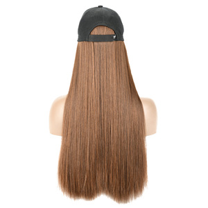 Lungo Rettilineo <span class=keywords><strong>Parrucca</strong></span> Cappello 24 inch Nero Marrone Dei Capelli Palla Caps Casual Cappello con <span class=keywords><strong>Parrucca</strong></span> per Le Donne Delle Ragazze Berretto Da Baseball con la <span class=keywords><strong>Parrucca</strong></span> - Product Image 4