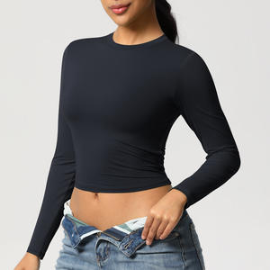 Top de Yoga de manga larga de compresión para mujer-Camiseta deportiva transpirable de secado rápido para gimnasio, correr y entrenamiento - Product Image 6