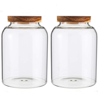 Pot de conservation en verre borosilicate de 1,2 L/2 L/2,5 L avec estampage à chaud et ouverture facile pour bonbons, thé, noix, biscuits - Usage commercial et domestique