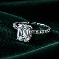 "Mirror-Step" Brillanz: Smaragdschliff Moissanit-Ring S925 Silber - 1ct 2ct 3ct Verfügbar für # QuietLuxury Private Label