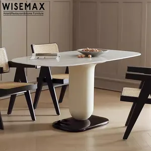 WISEMAX mobili nordico semplice tavolo rotondo a forma di T in fibra di vetro compensato tavolo da pranzo in legno per mensa ristorante