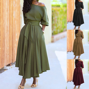 Robe élégante pour femmes, robe à bretelles de haute qualité, robe à épaules inclinées, robe décontractée pour femmes - Product Image 4