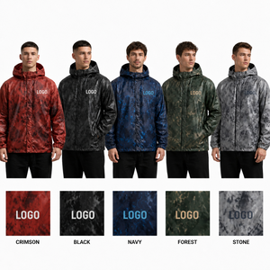 Chaqueta cortavientos con capucha y estampado de camuflaje para hombre, impermeable, para deportes al aire libre, con logotipo personalizado, OEM, ODM - Product Image 5