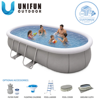 Piscine hors sol ovale en acier de 5,4x3,02x1,22m pour jardin familial, grande piscine hors sol pour l'extérieur, vente en gros